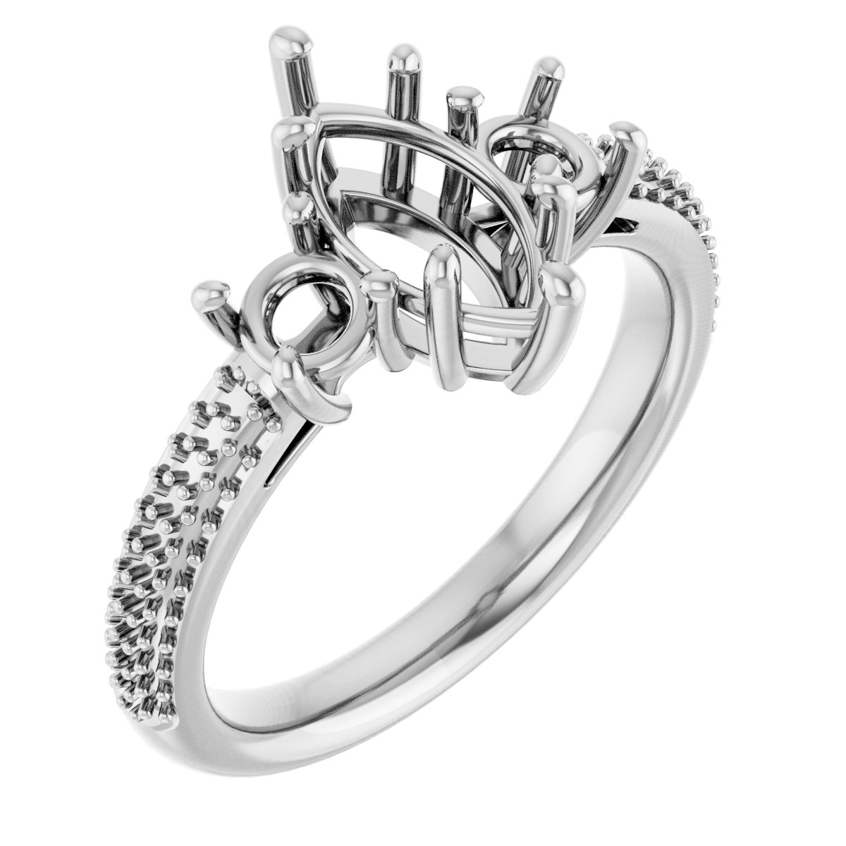 Pavé-Style Three-Stone Engagement Ring