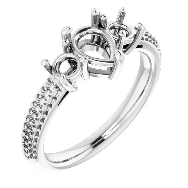 Pavé-Style Three-Stone Engagement Ring