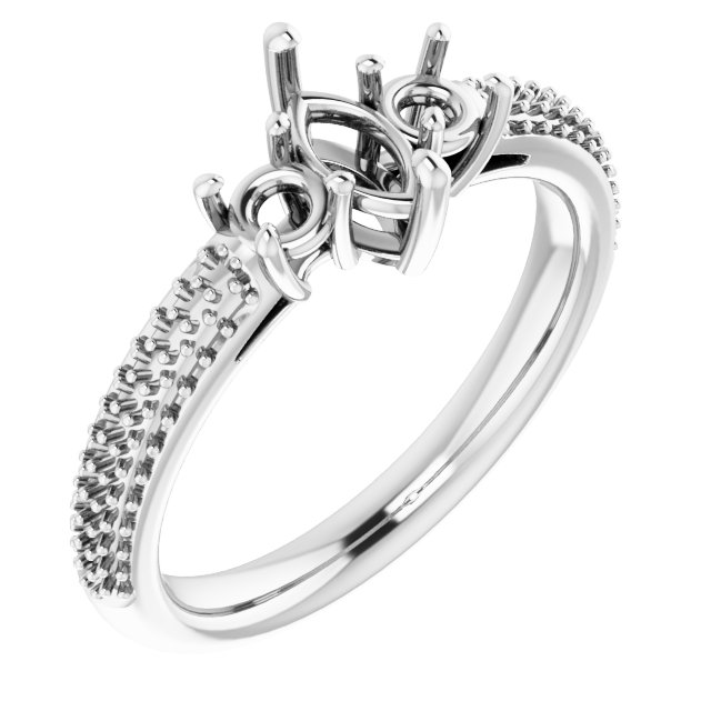 Pavé-Style Three-Stone Engagement Ring