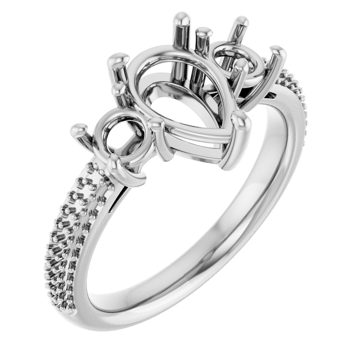 Pavé-Style Three-Stone Engagement Ring