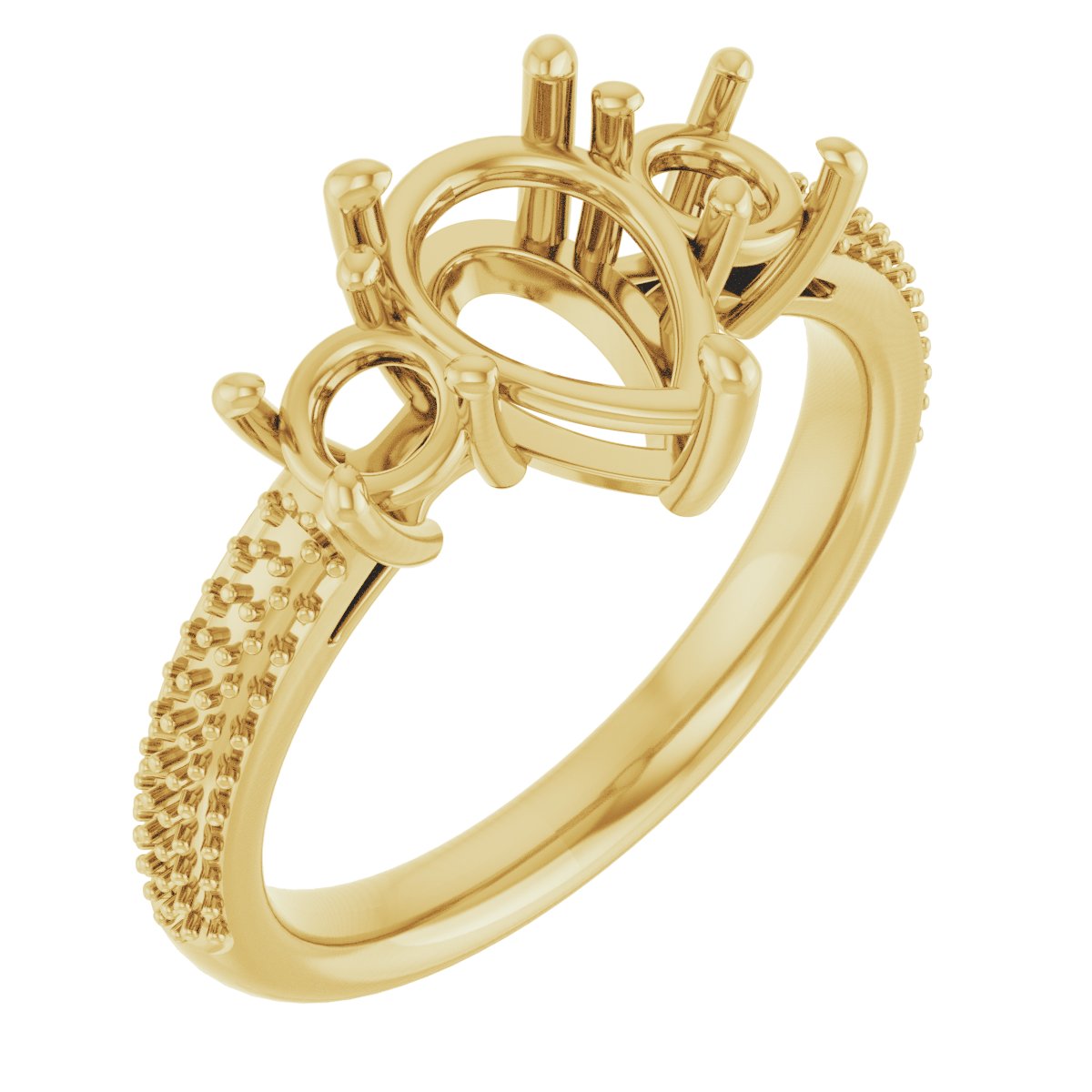 Pavé-Style Three-Stone Engagement Ring