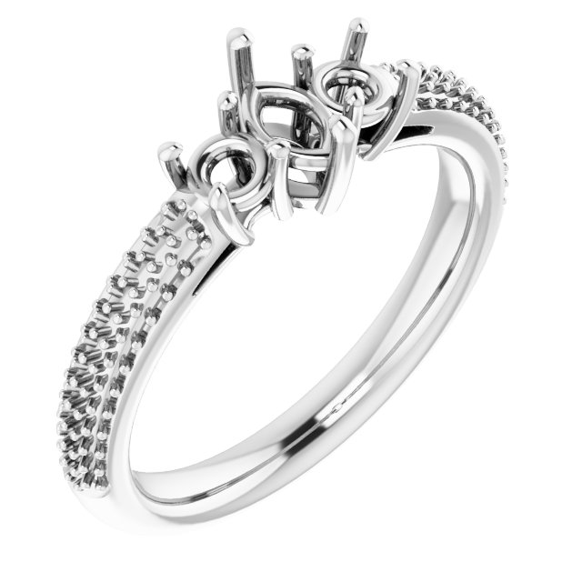 Pavé-Style Three-Stone Engagement Ring