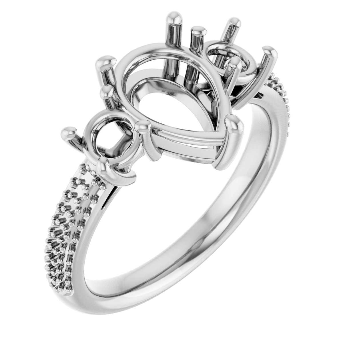 Pavé-Style Three-Stone Engagement Ring