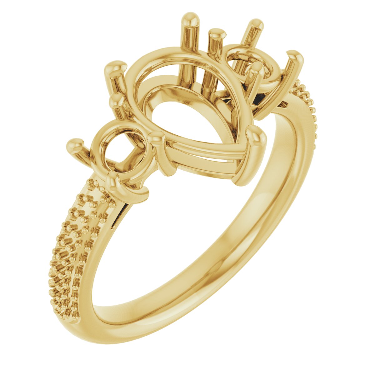 Pavé-Style Three-Stone Engagement Ring
