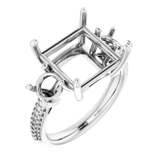 Pavé-Style Three-Stone Engagement Ring