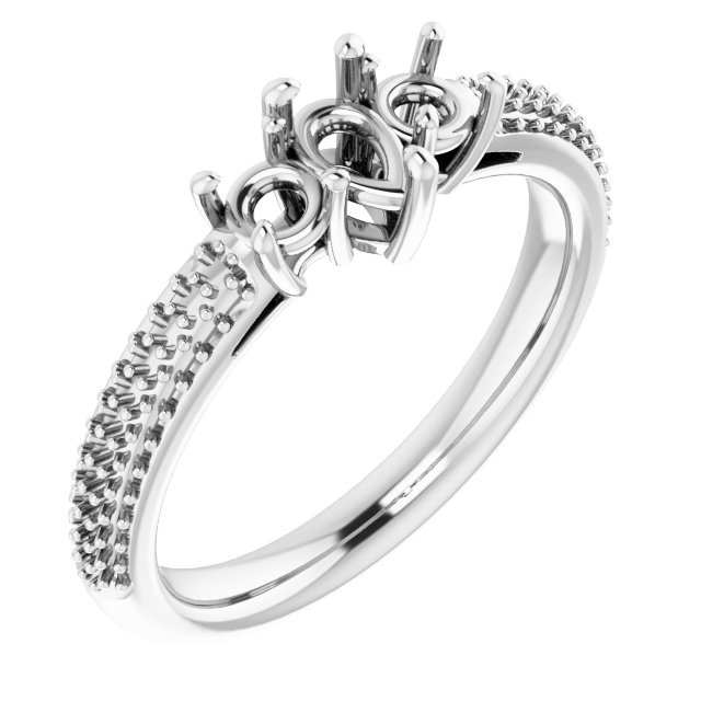 Pavé-Style Three-Stone Engagement Ring