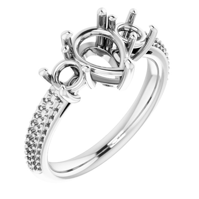 Pavé-Style Three-Stone Engagement Ring