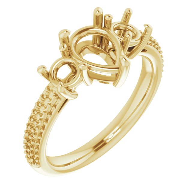 Pavé-Style Three-Stone Engagement Ring