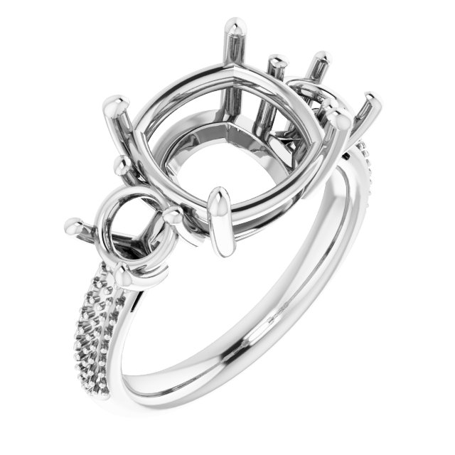 Pavé-Style Three-Stone Engagement Ring