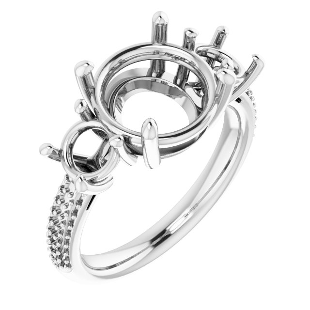 Pavé-Style Three-Stone Engagement Ring