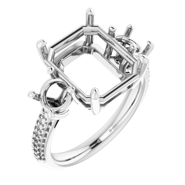 Pavé-Style Three-Stone Engagement Ring