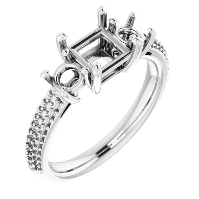 Pavé-Style Three-Stone Engagement Ring