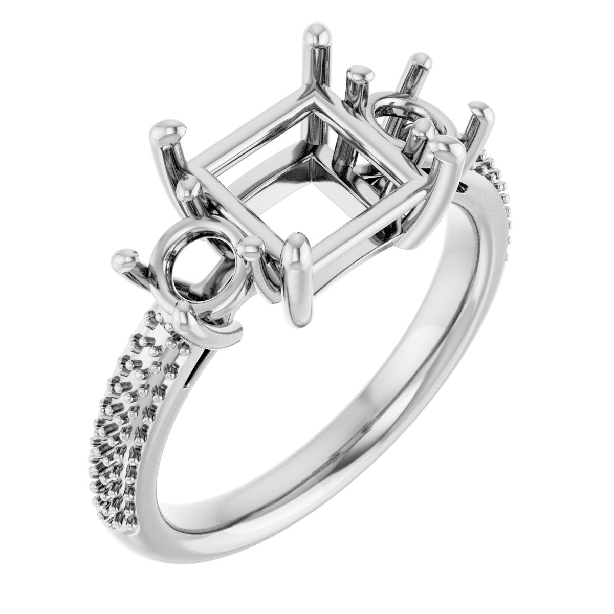 Pavé-Style Three-Stone Engagement Ring