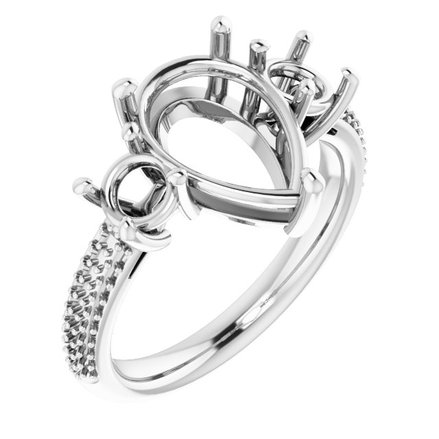 Pavé-Style Three-Stone Engagement Ring