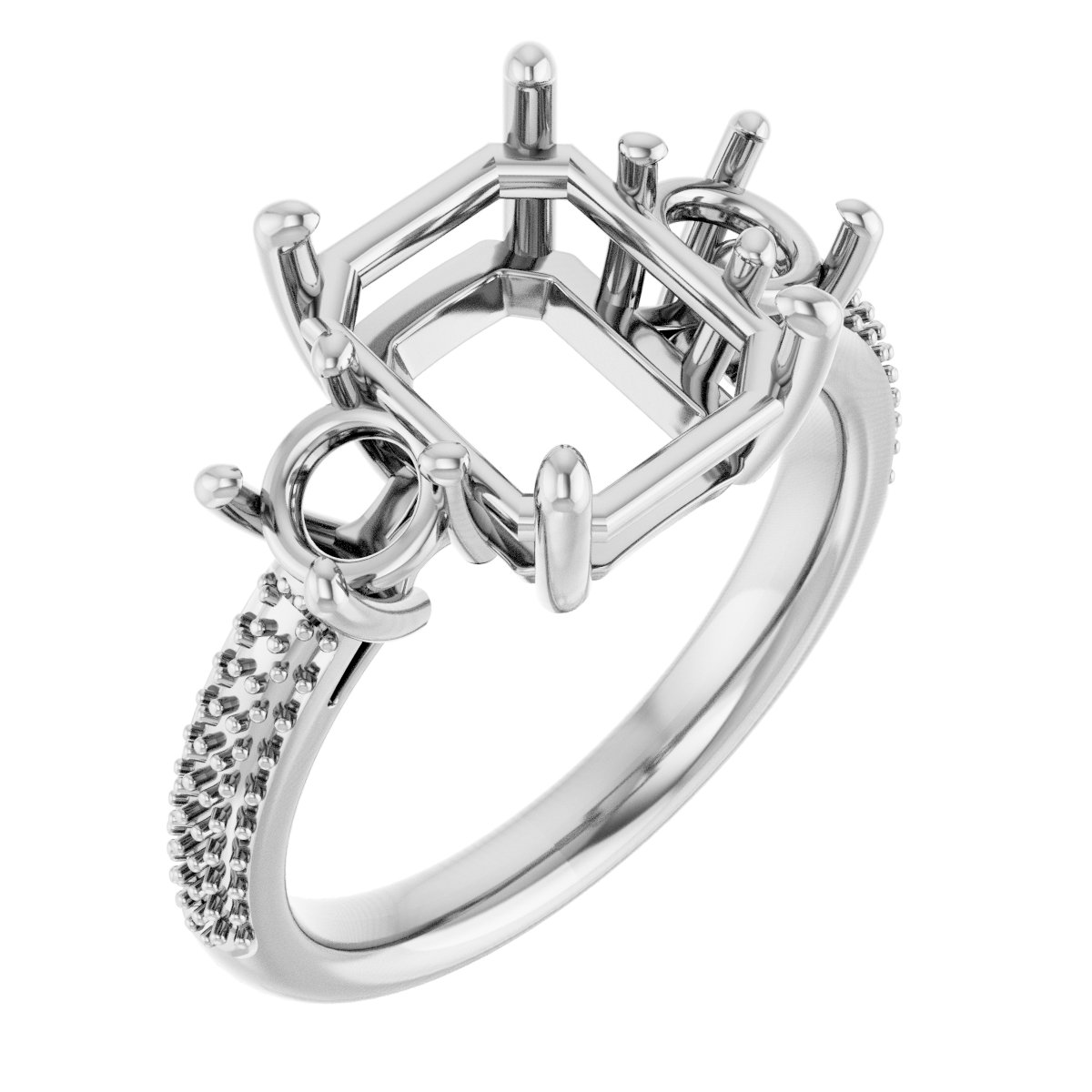 Pavé-Style Three-Stone Engagement Ring