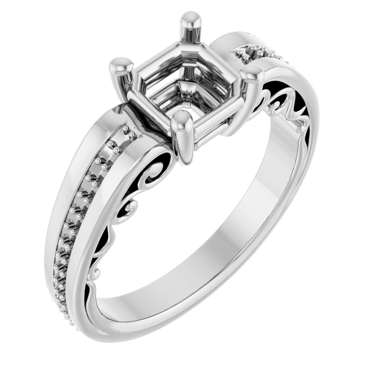 Accented Sculptural Engagement Ring