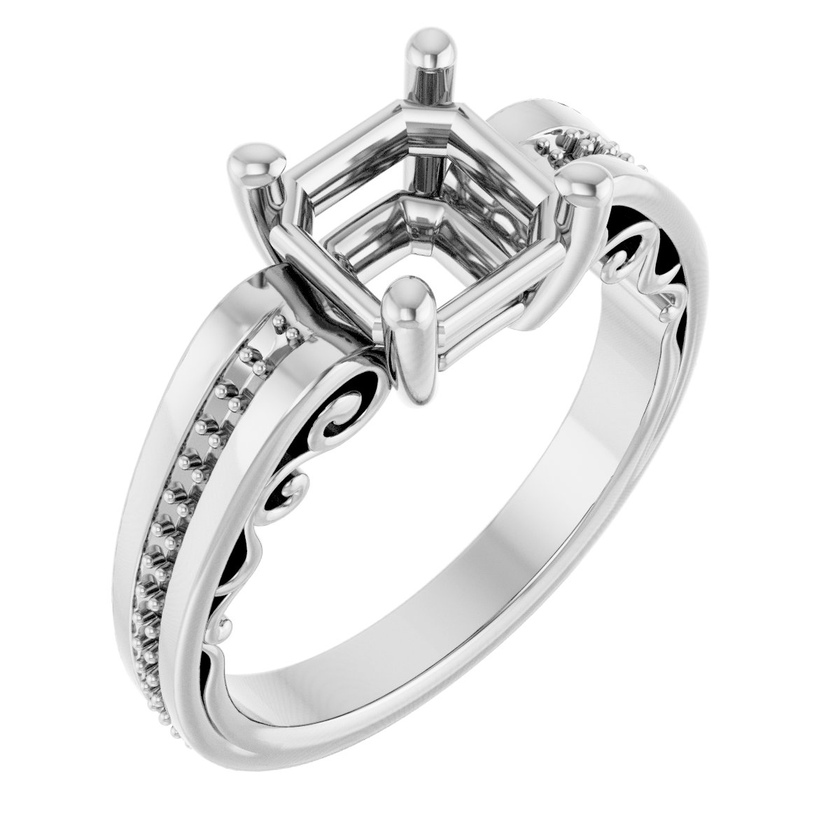 Accented Sculptural Engagement Ring