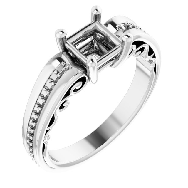 Accented Sculptural Engagement Ring