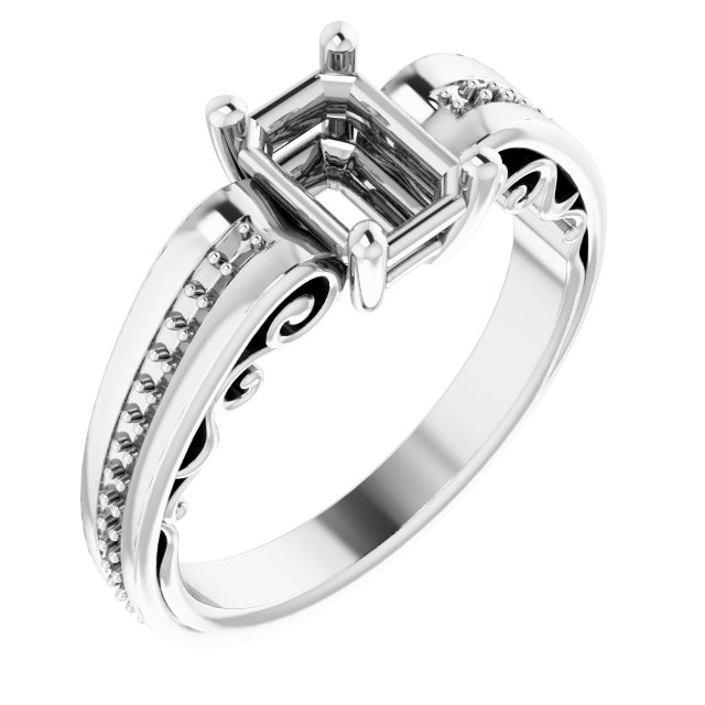 Accented Sculptural Engagement Ring
