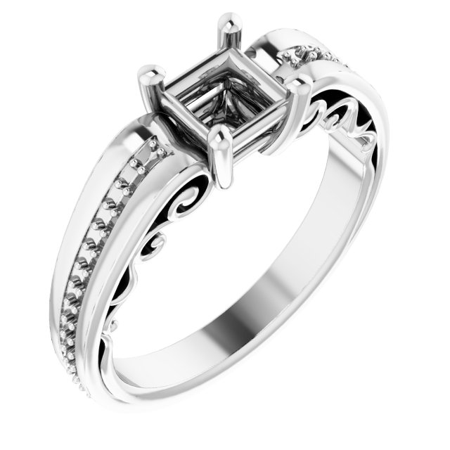 Accented Sculptural Engagement Ring