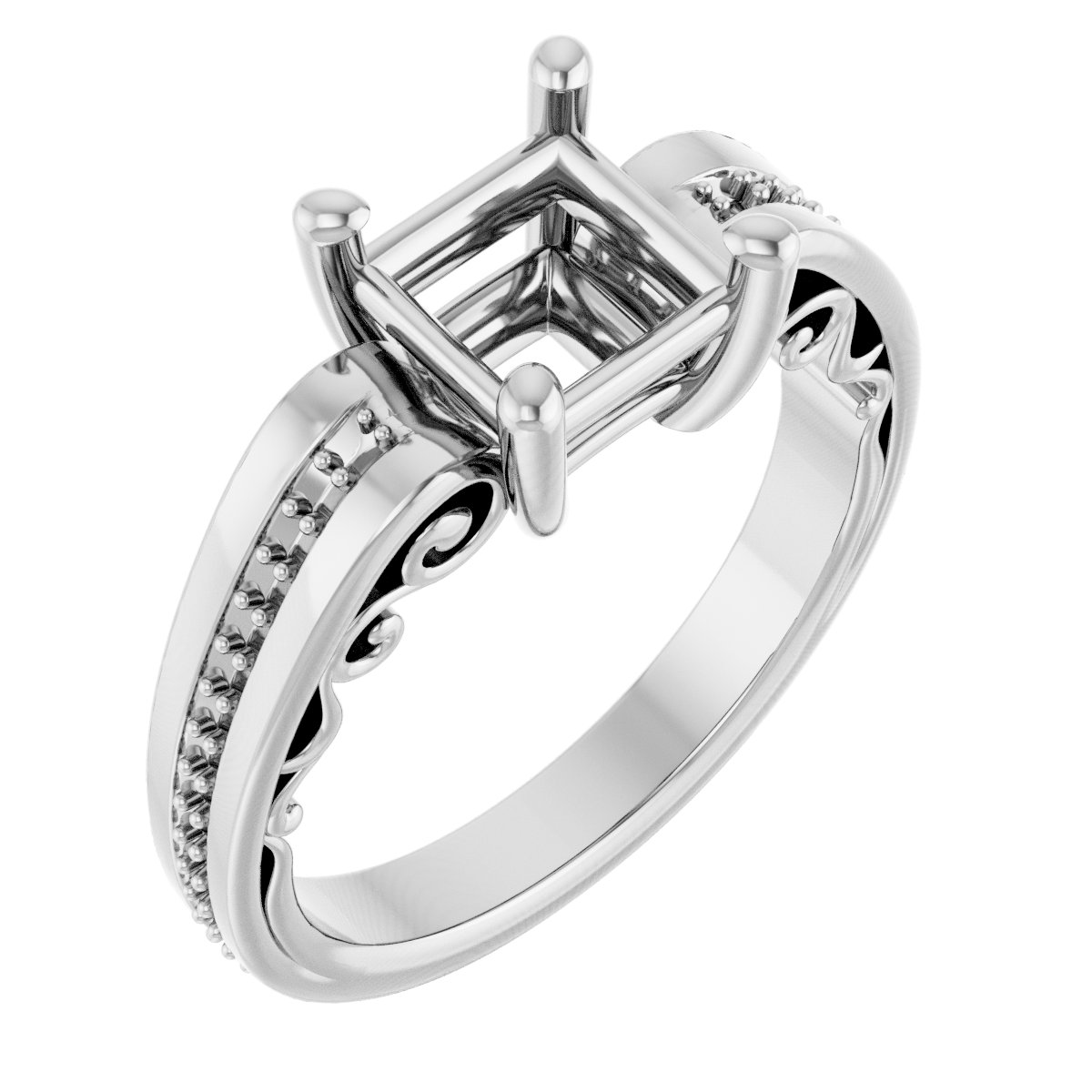 Accented Sculptural Engagement Ring