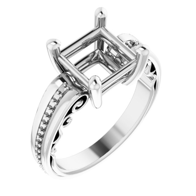Accented Sculptural Engagement Ring