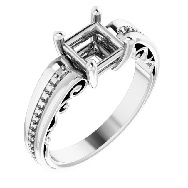Accented Sculptural Engagement Ring