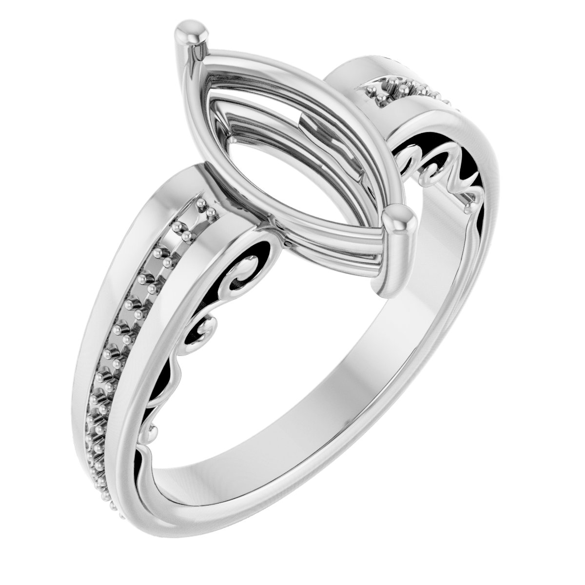 Accented Sculptural Engagement Ring