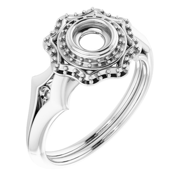 Bezel-Set Double Halo-Style Engagement Ring