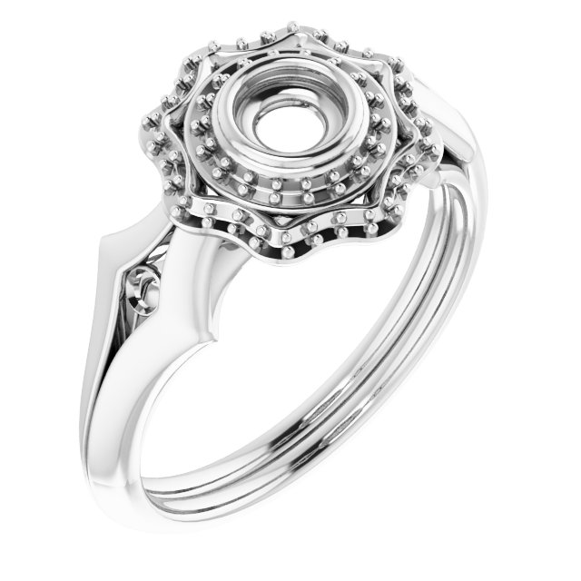 Bezel-Set Double Halo-Style Engagement Ring