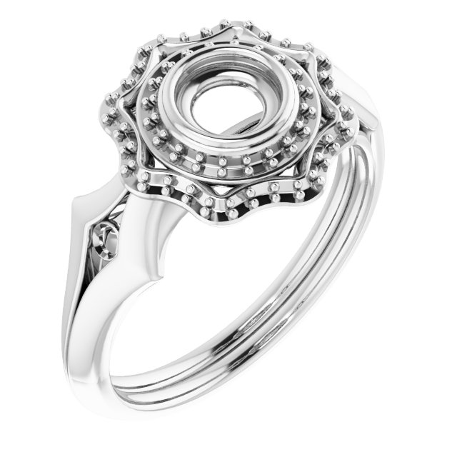 Bezel-Set Double Halo-Style Engagement Ring