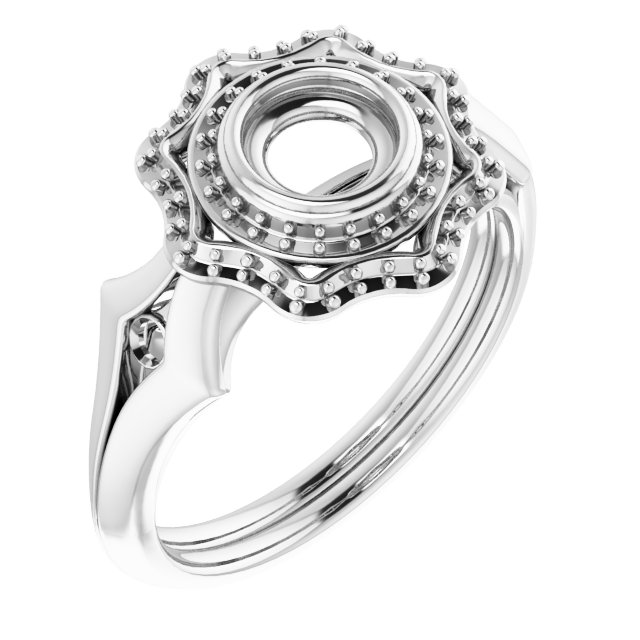 Bezel-Set Double Halo-Style Engagement Ring
