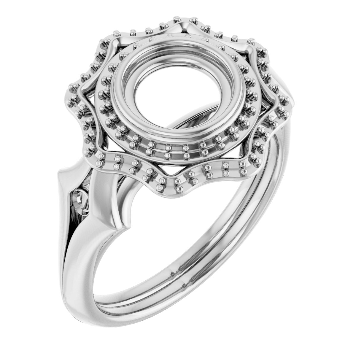 Bezel-Set Double Halo-Style Engagement Ring