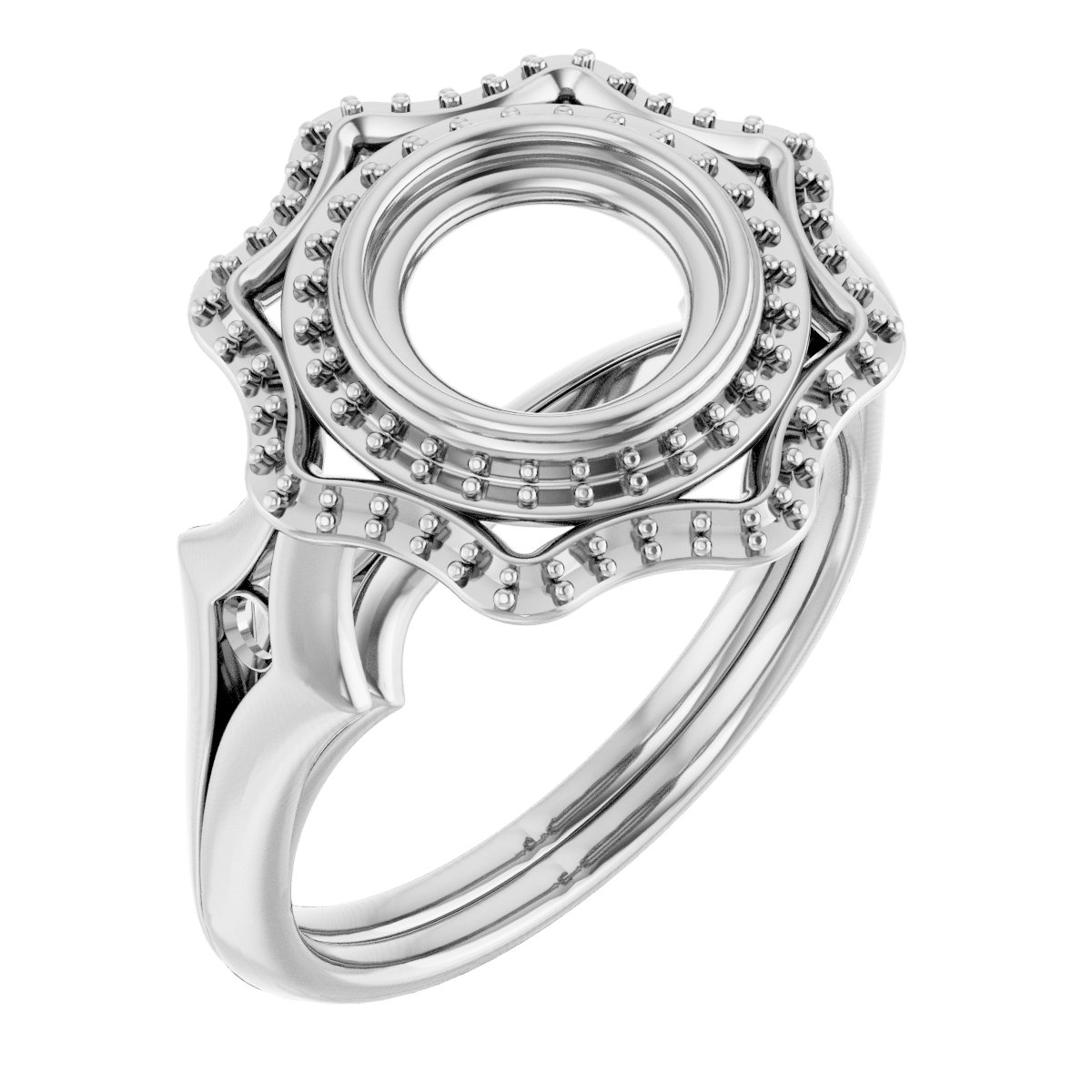 Bezel-Set Double Halo-Style Engagement Ring