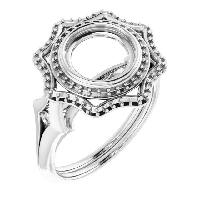 Bezel-Set Double Halo-Style Engagement Ring