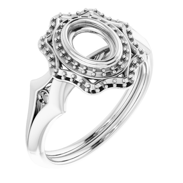 Bezel-Set Double Halo-Style Engagement Ring