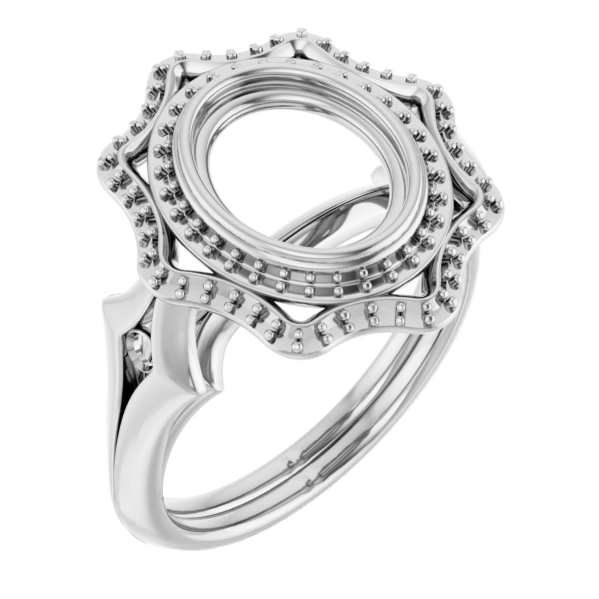 Bezel-Set Double Halo-Style Engagement Ring