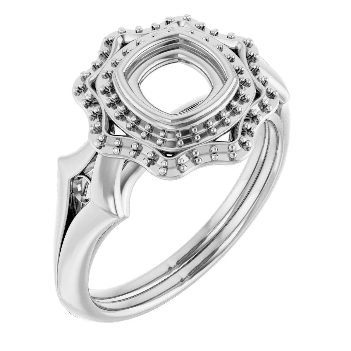 Bezel-Set Double Halo-Style Engagement Ring