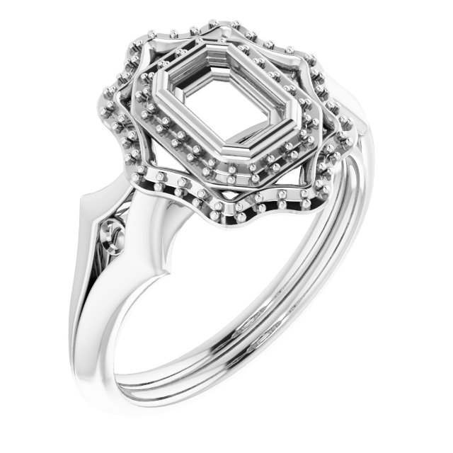 Bezel-Set Double Halo-Style Engagement Ring