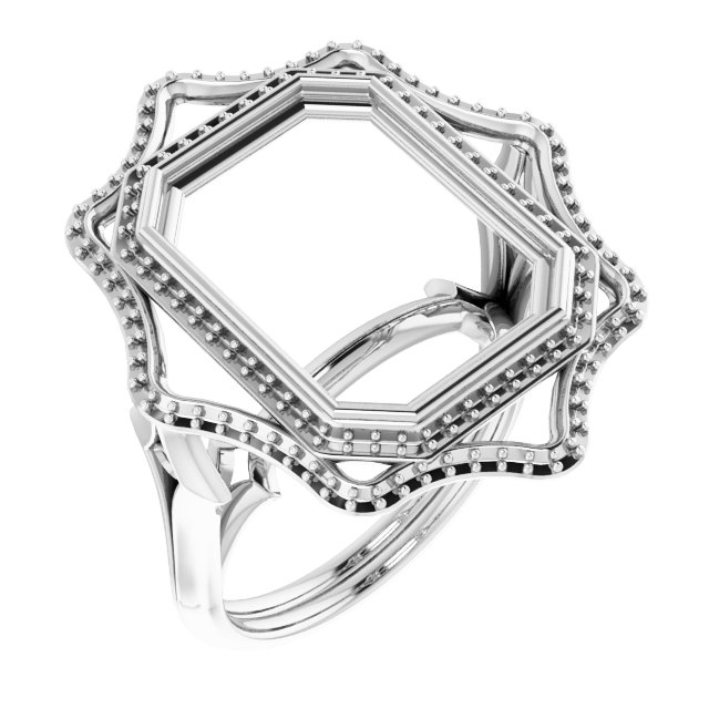 Bezel-Set Double Halo-Style Engagement Ring