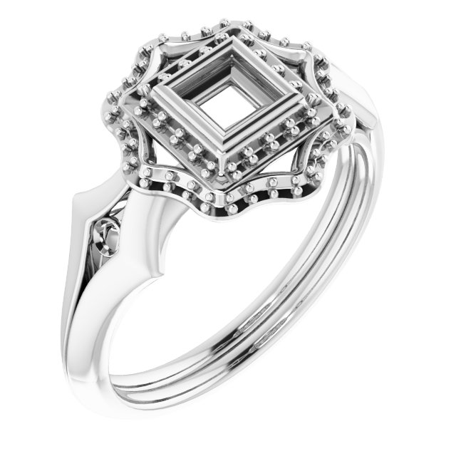 Bezel-Set Double Halo-Style Engagement Ring