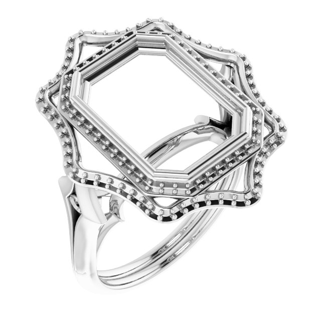 Bezel-Set Double Halo-Style Engagement Ring