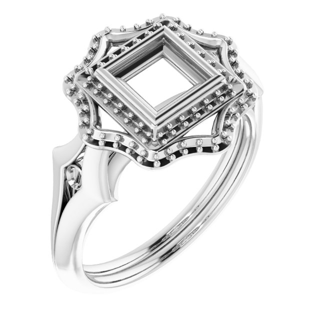 Bezel-Set Double Halo-Style Engagement Ring