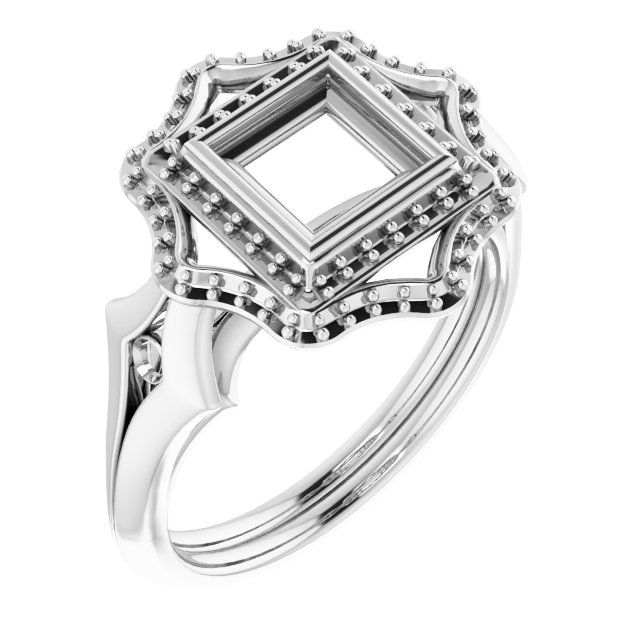 Bezel-Set Double Halo-Style Engagement Ring