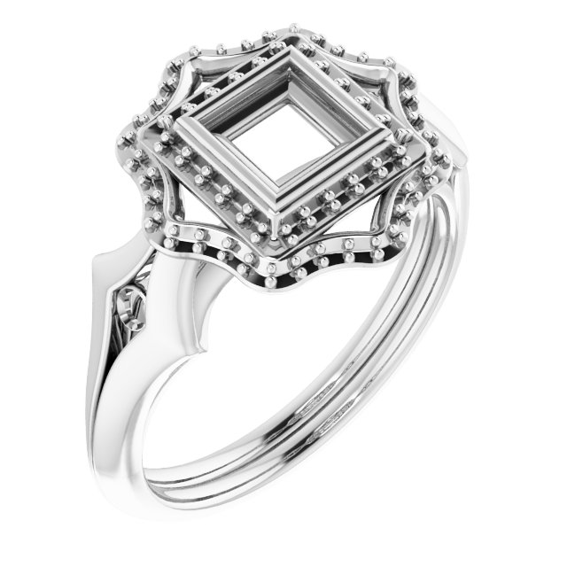Bezel-Set Double Halo-Style Engagement Ring