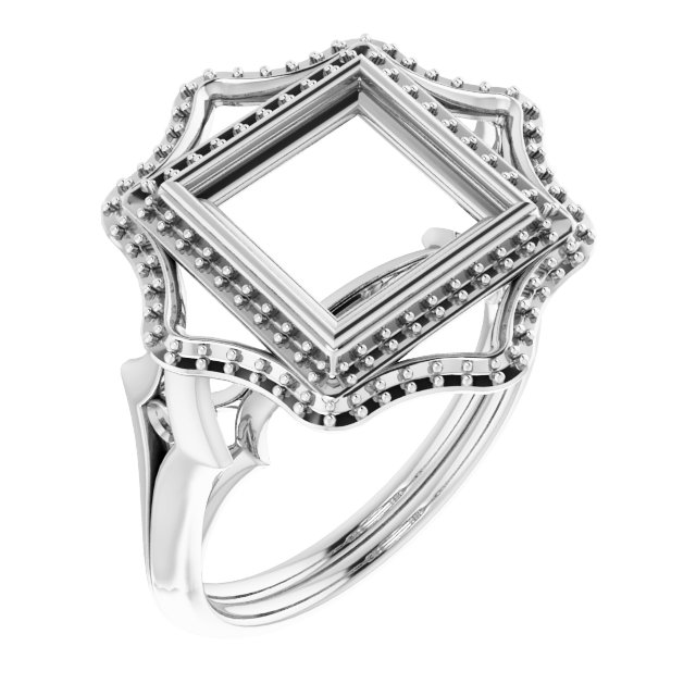 Bezel-Set Double Halo-Style Engagement Ring