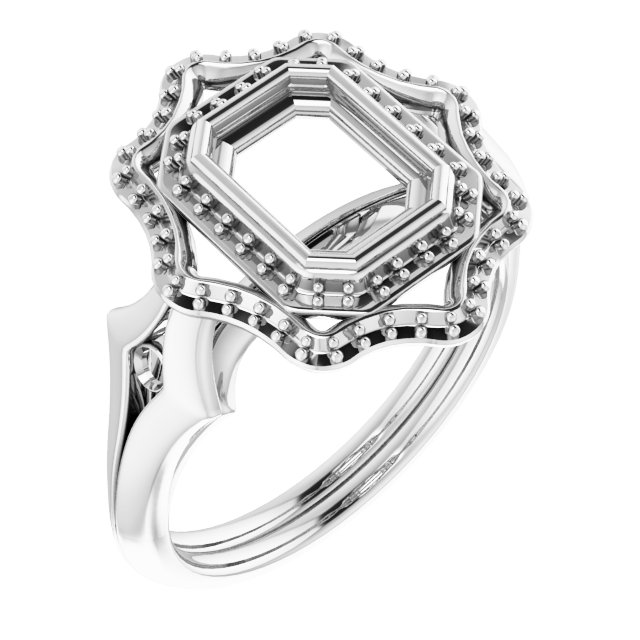 Bezel-Set Double Halo-Style Engagement Ring