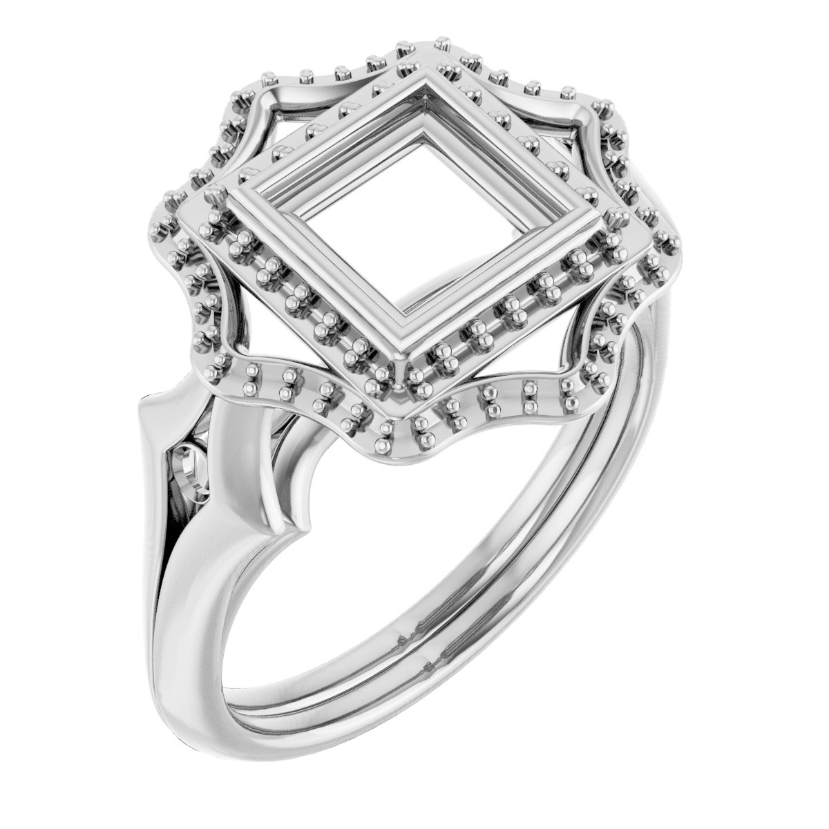 Bezel-Set Double Halo-Style Engagement Ring