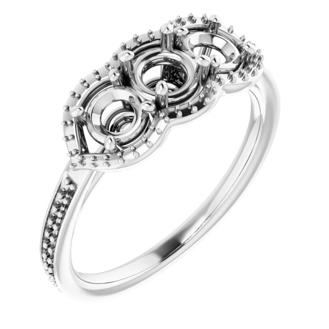 Three-Stone Halo-Style Engagement Ring