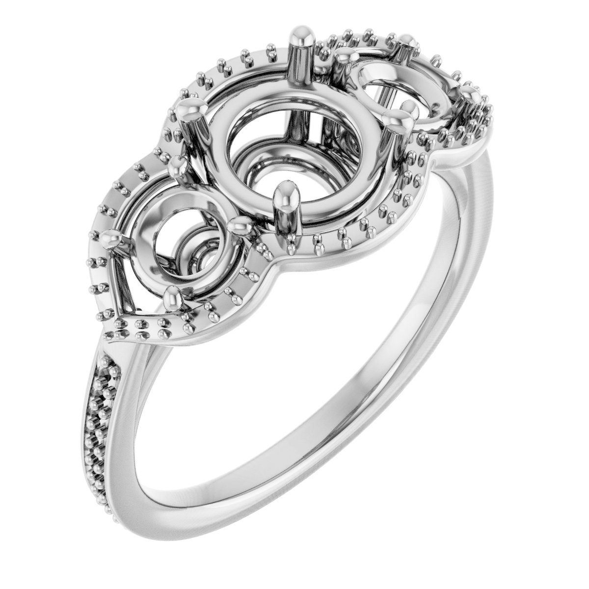 Three-Stone Halo-Style Engagement Ring